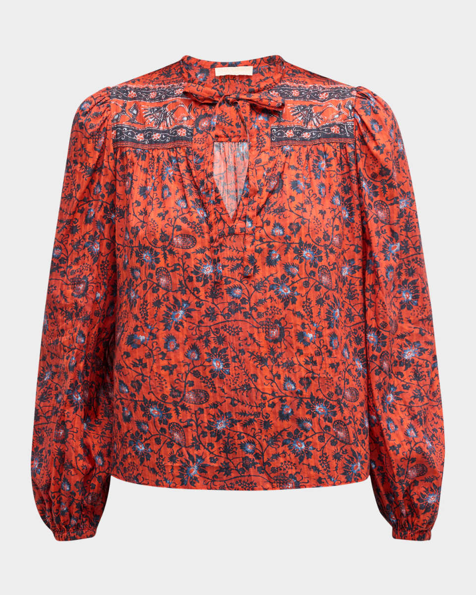 Tillie Printed Tie Blouse